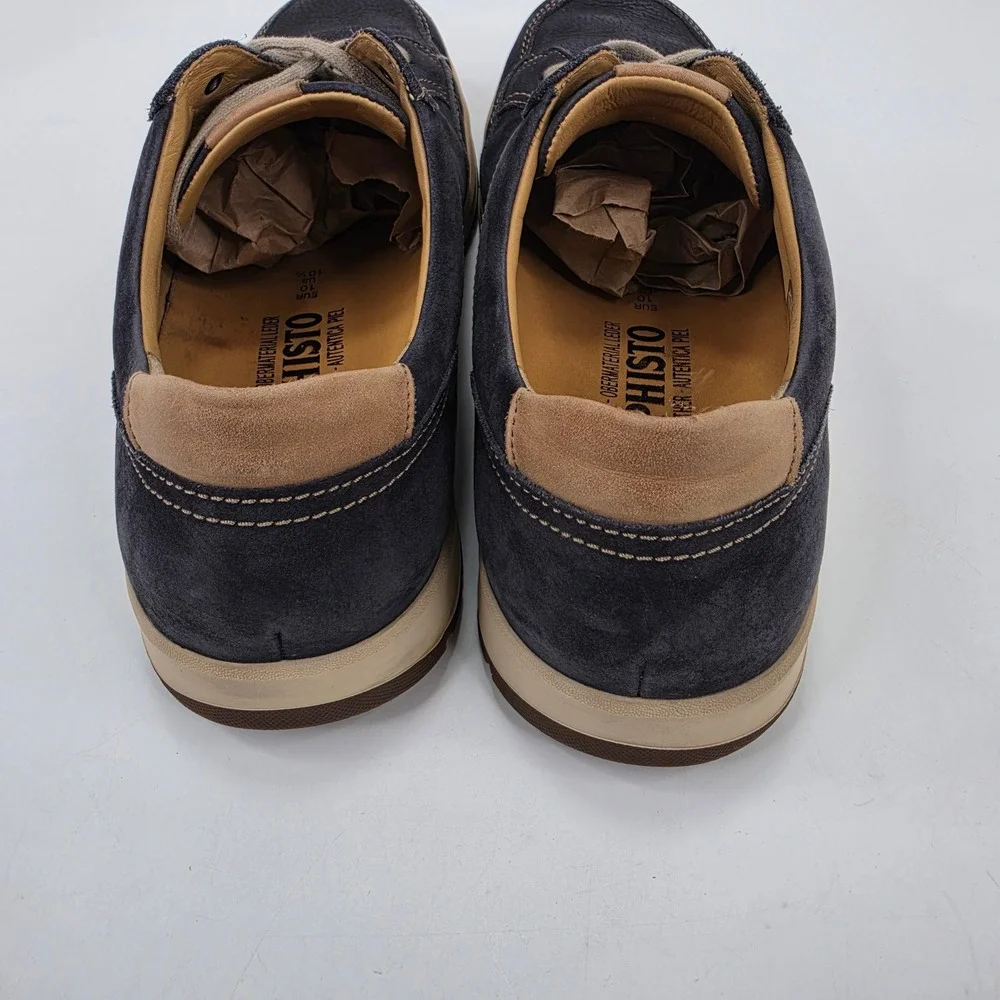 Mephisto Men Sneaker Bradley Navy Blue Leather US 10.5 Air-Relax Walking Shoe
